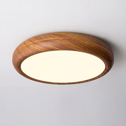 Round ceiling lamp with wood grain 