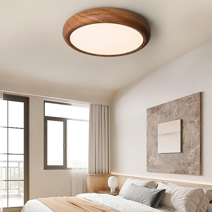 Round ceiling lamp with wood grain 