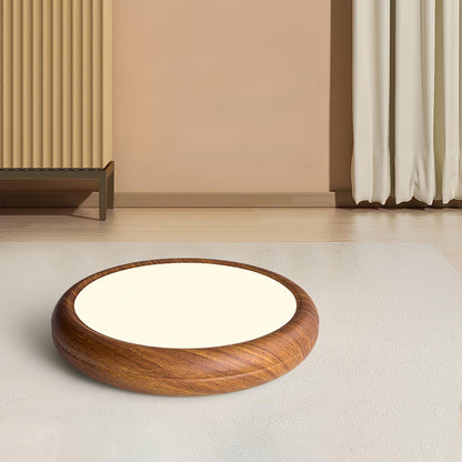 Round ceiling lamp with wood grain 