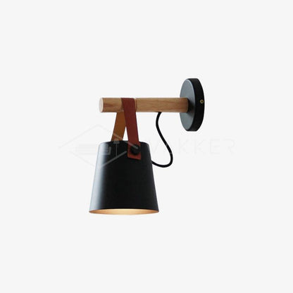 Conical wall lamp made of wood