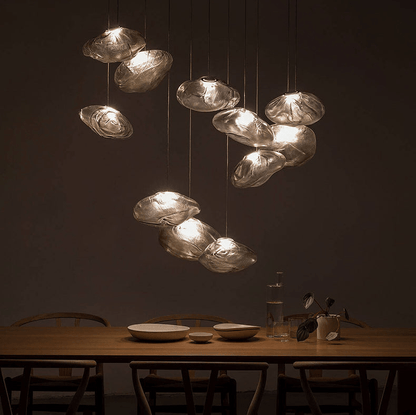 Minimalist pendant lamp made of blown glass