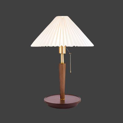 Vintage pleated wooden table lamp