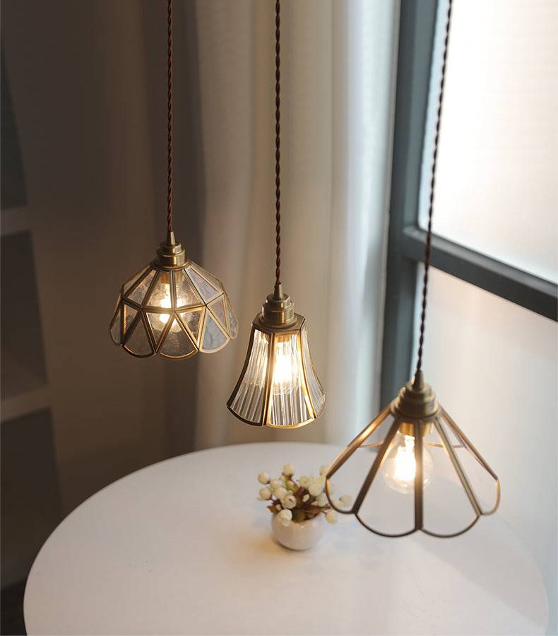 Brass glass pendant lamp 