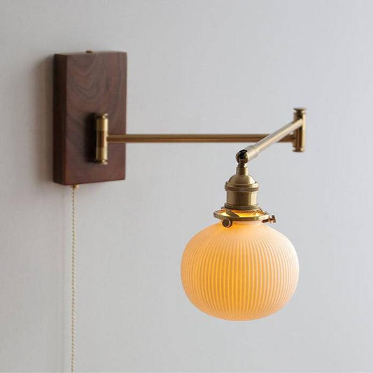 Ceramic Wall Lamp With Wooden Plate