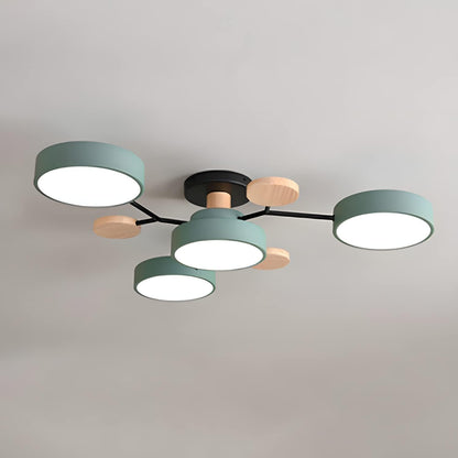 Contemporary Round Iron LED Semi-Flush Pendant Light 