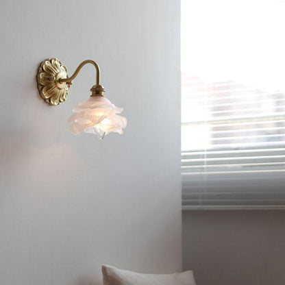 Curved Gooseneck Glass Brass Wall Lamp