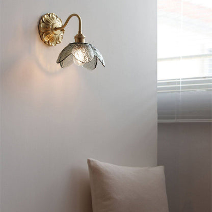 Curved Gooseneck Glass Brass Wall Lamp