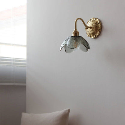 Curved Gooseneck Glass Brass Wall Lamp