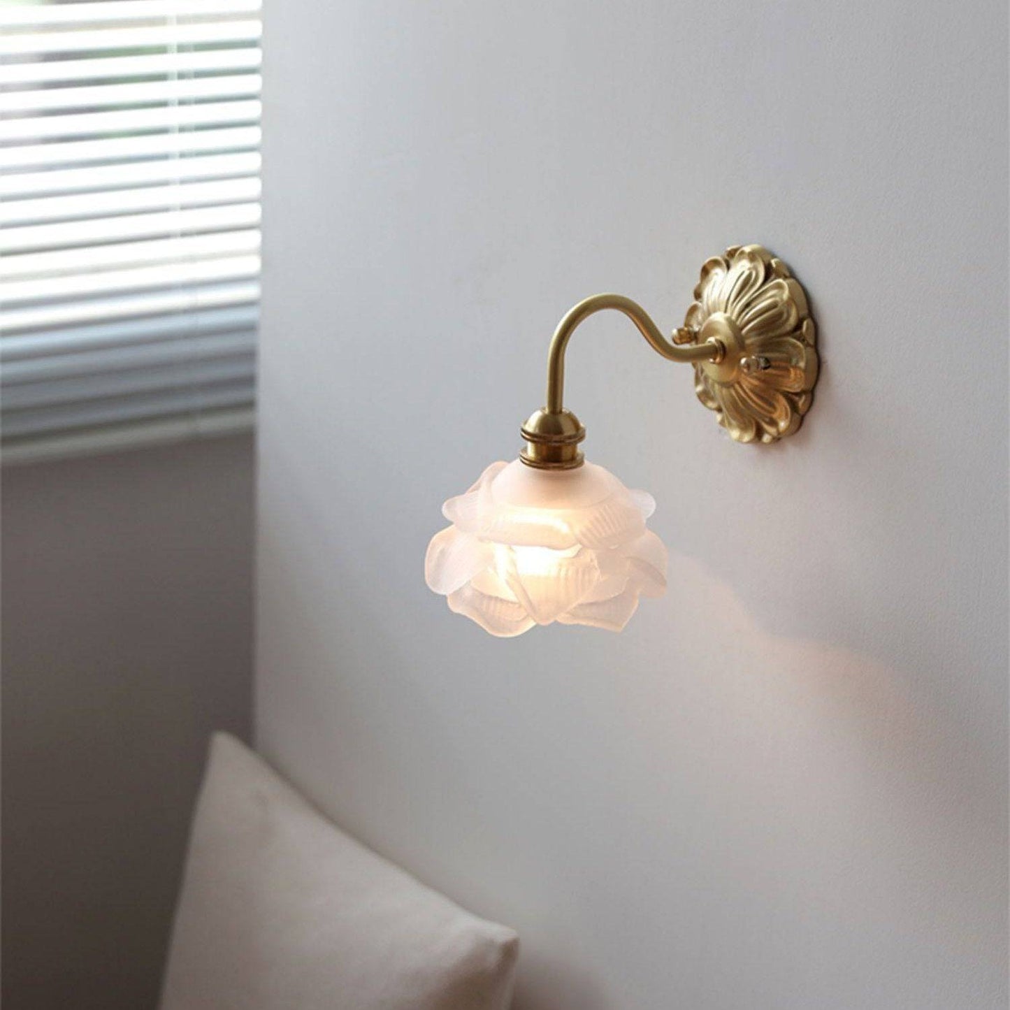 Curved Gooseneck Glass Brass Wall Lamp