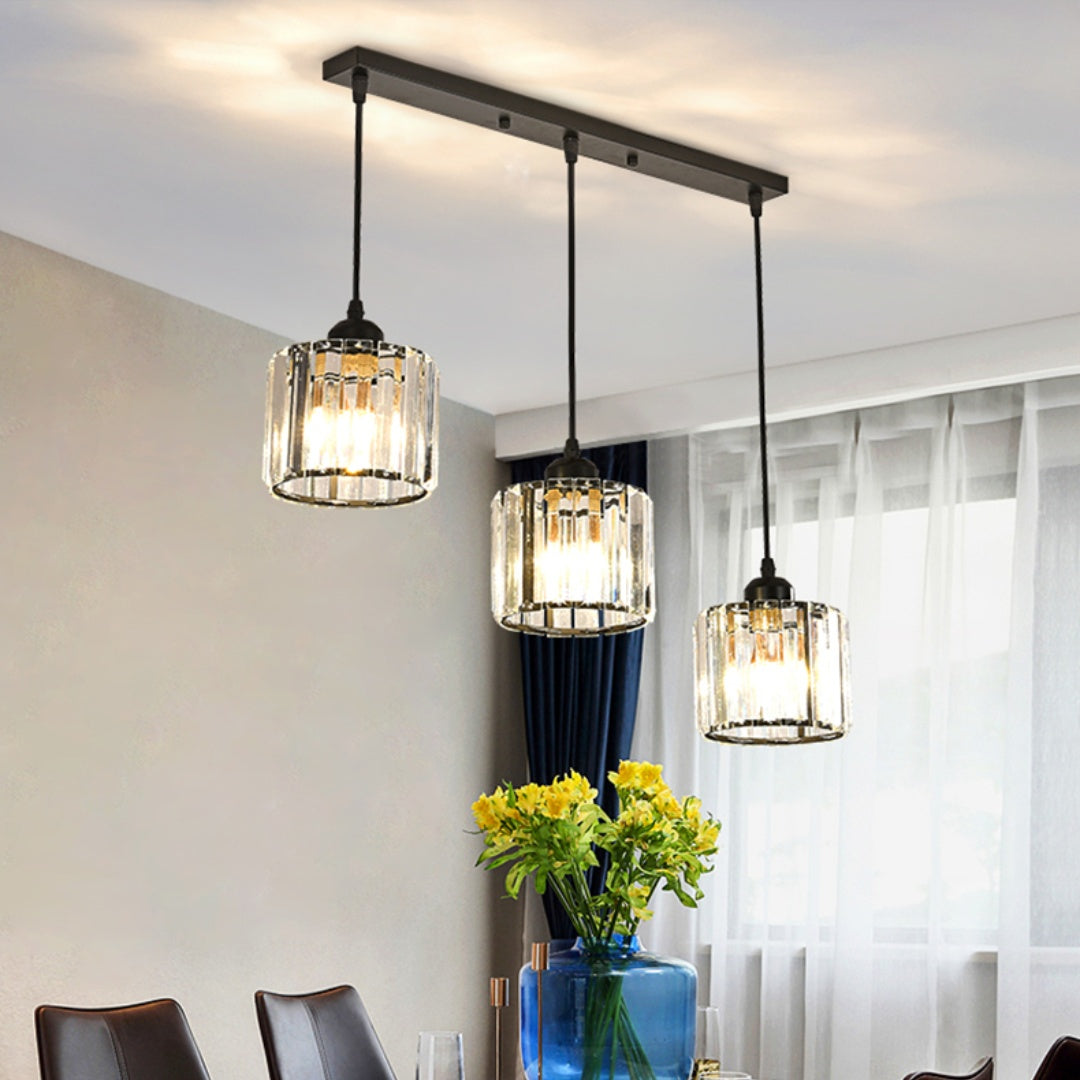 Modern Multi-Head Glass Kitchen Black Pendant Light 