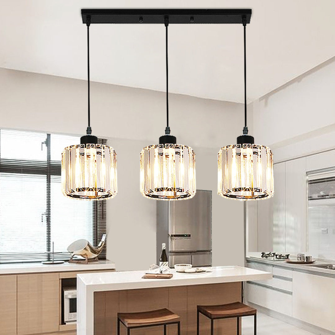 Modern Multi-Head Glass Kitchen Black Pendant Light 