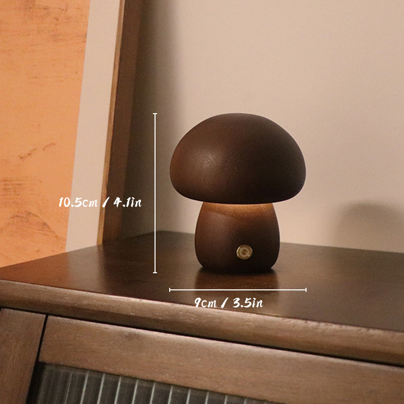 Oplaadbare Houten Paddestoelen Tafellamp