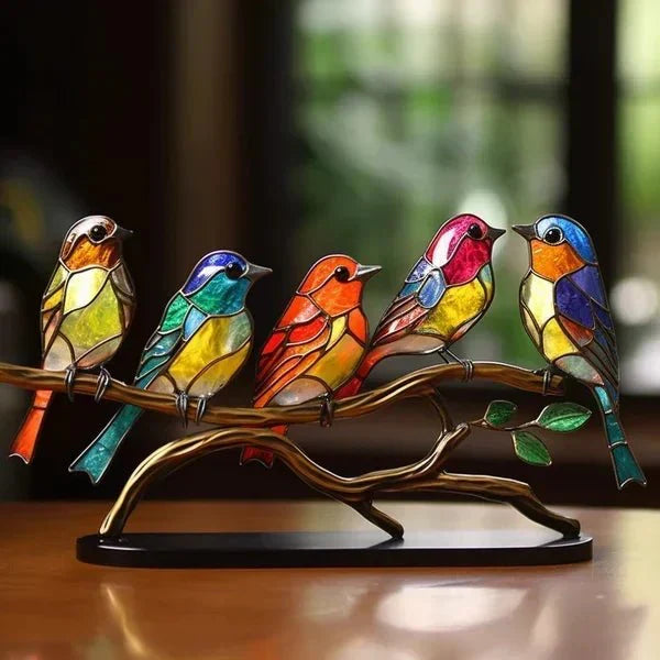 Luxury AvianElegance - Birds in colored glass for a refined interior design