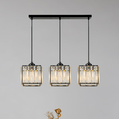 Modern Multi-Head Glass Kitchen Black Pendant Light 