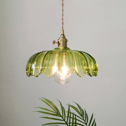 Vintage glass flower pendant lamp