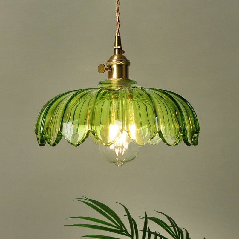 Vintage glass flower pendant lamp