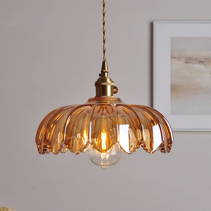 Vintage glass flower pendant lamp