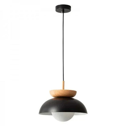 Scandinavian pendant lamp made of half wood