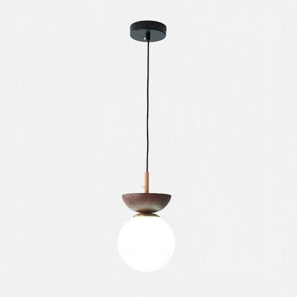 Scandinavian pendant lamp made of half wood