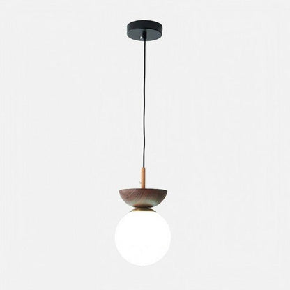 Scandinavian pendant lamp made of half wood