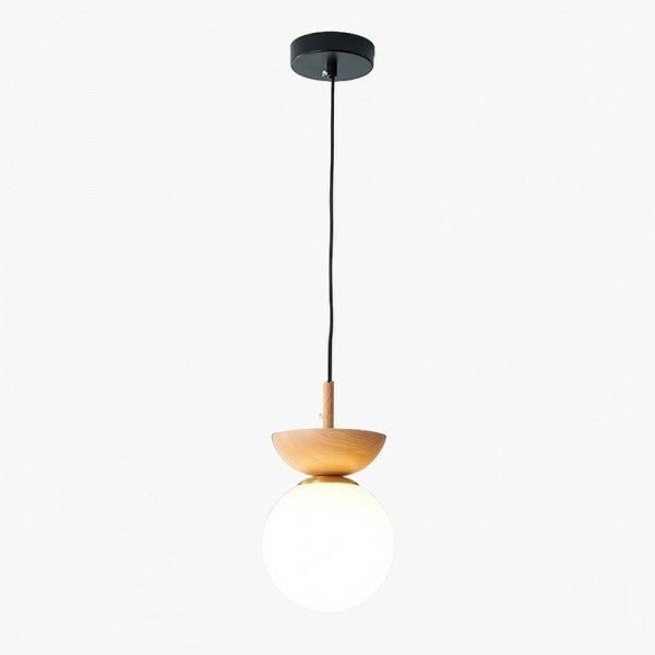 Scandinavian pendant lamp made of half wood