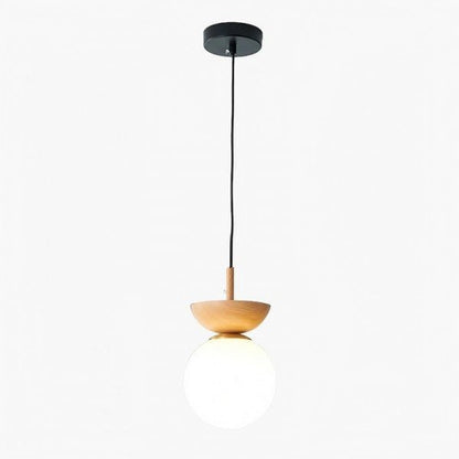 Scandinavian pendant lamp made of half wood