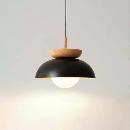 Scandinavian pendant lamp made of half wood