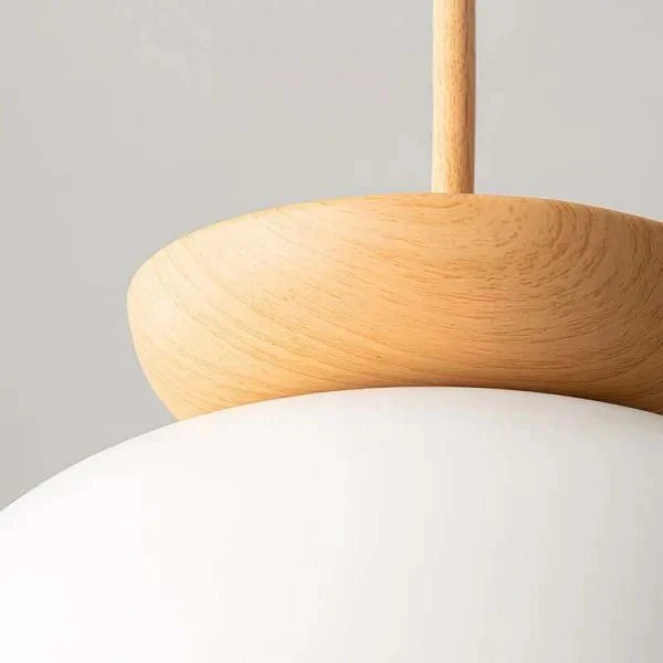 Scandinavian pendant lamp made of half wood