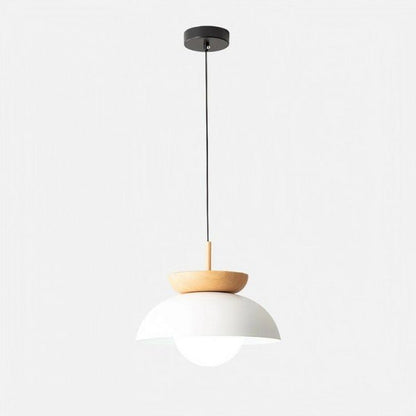 Scandinavian pendant lamp made of half wood