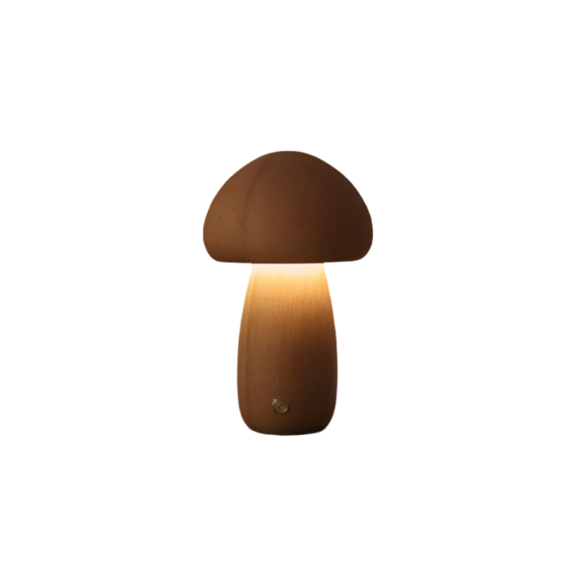 Oplaadbare Houten Paddestoelen Tafellamp