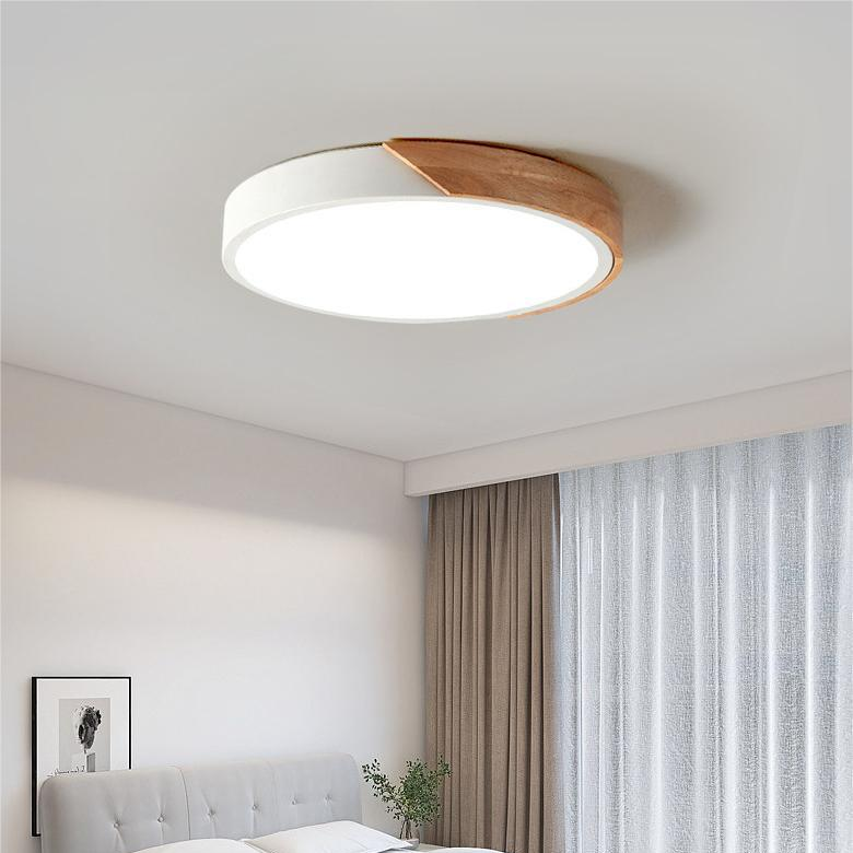 Scandinavian wooden macaron round ceiling lamp 