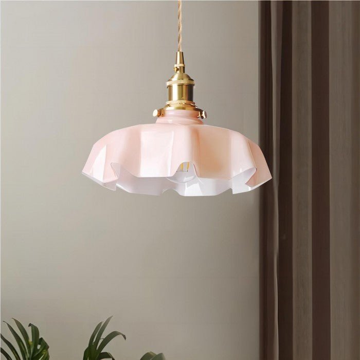 Retro Glazen Bloem Crème Hanglamp