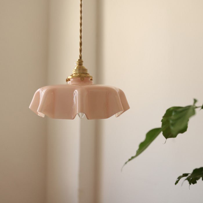 Retro Glazen Bloem Crème Hanglamp