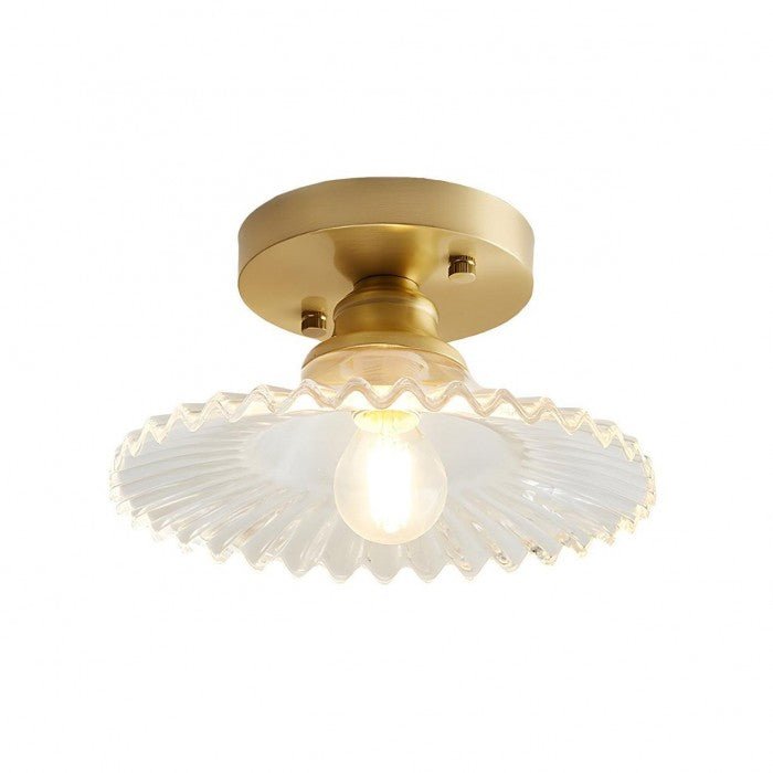 Vintage Clear Glass Ribbed Ceiling Lamp