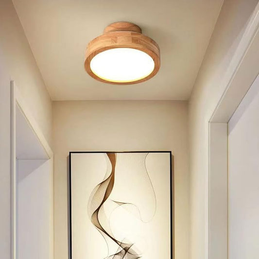 Modern LED Ceiling Lamp Made of Wood